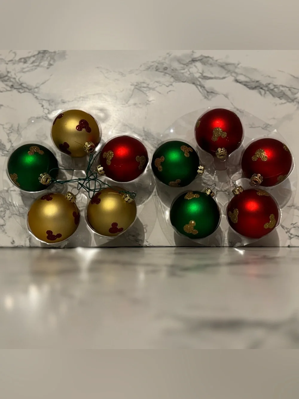 Disney Parks Mickey Mouse Glitter Round Christmas Ornaments - Picture 9 of 10